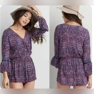 American Eagle long sleeve boho wrap top romper size medium thumbnail 2