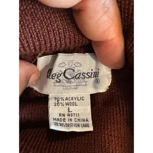Oleg Cassini Brown Turtleneck Sweater Womens Large Wool Blend‎ Raglan Knit Top thumbnail 5