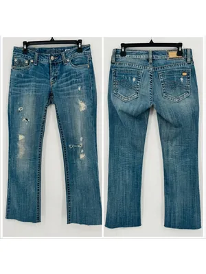 Miss Me Blue Distressed Sunny Boot Cut Jeans Size 29 Low Rise thumbnail 2