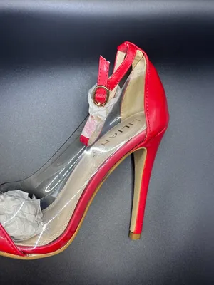 Liliana Red Clear Lucite Ankle Strap Pointed Toe Stiletto Pumps 7.5 Femme Fatale thumbnail 8