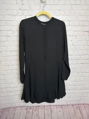 Aqua button down black midi swing dress size medium fairy grunge gothic witchy thumbnail 2