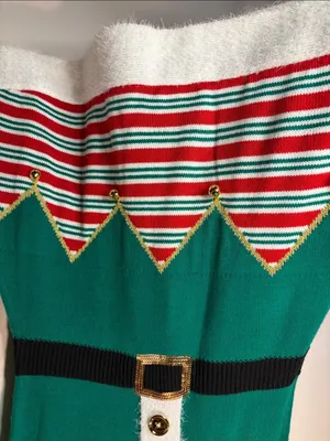 Born Famous NWT Elf Christmas Sweater Dress Jingle Bells Office Party Size L thumbnail 4
