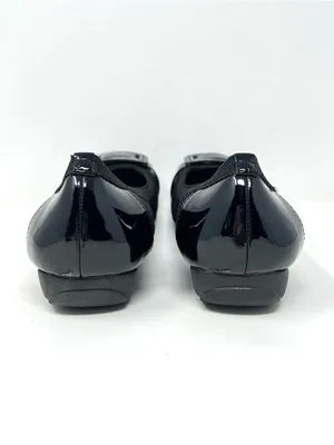 Anne Klein iFlex Akunice Black Knit Patent Ballet Flats Buckle 8M thumbnail 7