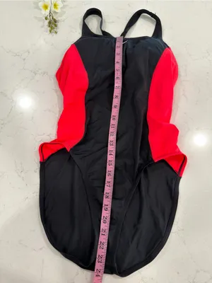 Nike Black One-Piece Swimsuit with Red Side Panels and Scoop Neck thumbnail 8
