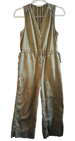 Marine Layer Olive Green Tencel Sleeveless Button Front Jumpsuit XS Utility‎ thumbnail 1