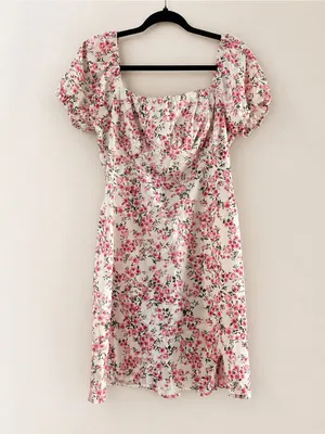 SheIn Pink Floral Puff Sleeve Mini Dress thumbnail 2