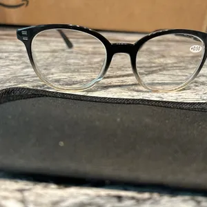 Stylish Black and Clear Reading Glasses with Case .50 includes soft case thumbnail 4