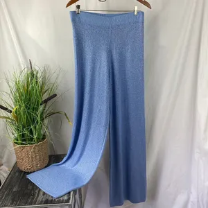 Boston Proper Blue Rhinestone Trim Knit Wide Leg Lounge Pants M thumbnail 2