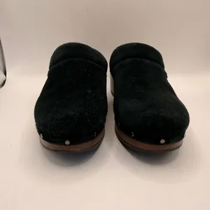 Vionic Kacie Black Suede Studded Wood Platform Clogs Mules Womens 8 VW18254 thumbnail 4