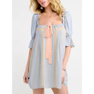 Rumored Mini Dress Heirloom Size S Pale Blue Peach thumbnail 6