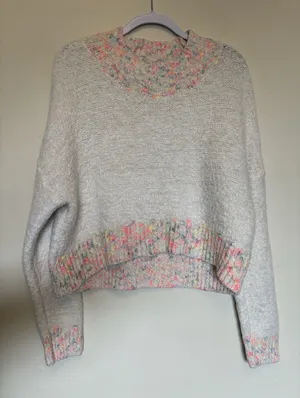 Free People Stardust Multicolored Sweater Sz M Confetti Knit Mock Neck Cropped thumbnail 3