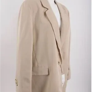 ZARA NEW Women's Size Beige One-Buttoned Long Sleeve Oversized Blazer Jacket Tan thumbnail 13