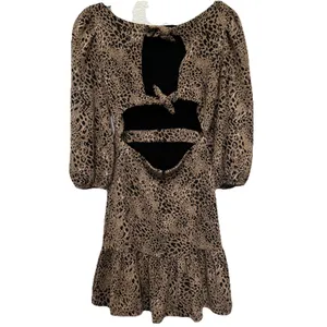 Anthropologie Maeve Knit Cut-Out Mini Dress Size 4 AnimalPrint Autumn thumbnail 9