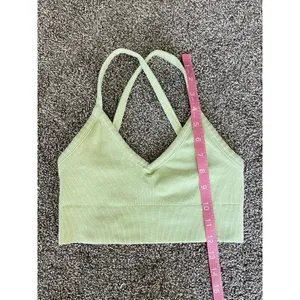 Alo Yoga Ribbed Sports Bra Light Green Strappy Back Size S thumbnail 4