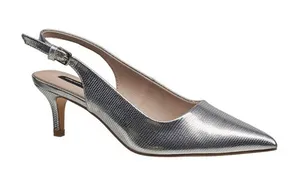 French Connection Quinn Slingback Kitten Heel Size US 9 Silver Metallic thumbnail 1