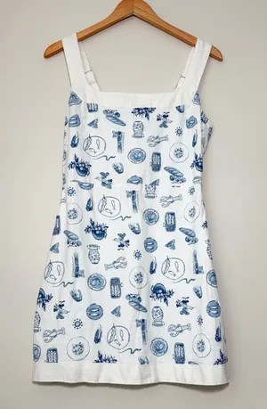 Abercrombie Linen-Blend Wide Strap Mini Dress Coastal Beach thumbnail 1