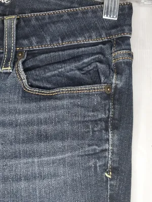American Eagle Outfitters Women's Dark Blue Low-Rise Minimalist Y2K Skinny Jeans thumbnail 4