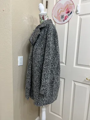 JustFab Black & White Marled Textured Asymmetrical Zip Coat 2X NWT thumbnail 5