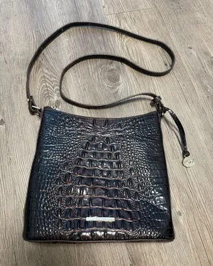 Brahmin Katie Crossbody Bag in Chocolate Melbourne Croc-Embossed Leather thumbnail 1