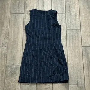 A New Day Navy Pinstripe Button-Down Dress thumbnail 6