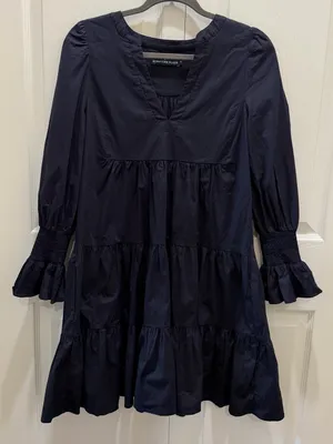 Pomander Place Navy Cotton Poplin Kenzo Dress M thumbnail 7