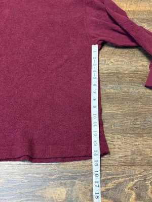 Aerie Sherpa Henley Sweatshirt Womens XXL Oversized Fleece Red Deep Cherry thumbnail 5