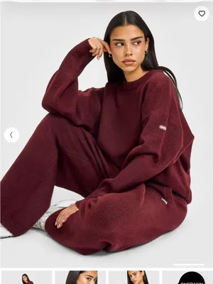 Oner Active Women's knit Crewneck Sweater & Jogger Set rosewood thumbnail 7
