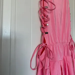 Barbiecore Pink Lace-Up Mini Dress 💕 Y2K Corset Style Side-Tie Stretch Sundress S/M thumbnail 2