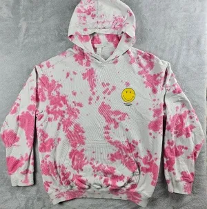 H&M Smiley Collaboration Positive Pullover Hoodie Women's Size Large Tye Dye thumbnail 1