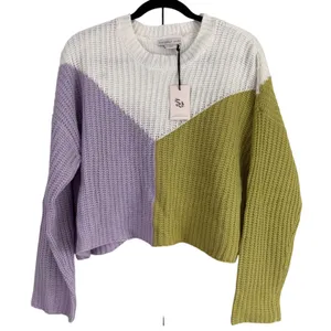 Sincerely Jules Colorblock Chunky Knit Sweater Oversized Drop‎ Shoulder Med NWT thumbnail 1