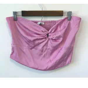 Abercrombie & Fitch‎ Womens Strapless Satin Pink Ruched Back Tube Top Size Large thumbnail 2