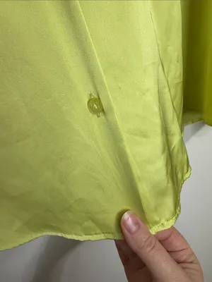 Maison d’Amélie Paris Lime Green Satin Button Down Blouse size L thumbnail 6