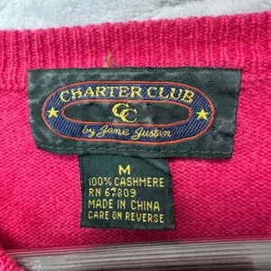 Charter Club Women Pink 100% Cashmere Sweater M Jane Justin Preppy Academia Soft thumbnail 3