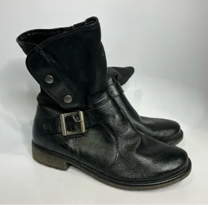 Baretraps Shakira black leather boots women's‎ size 9.5 buckle casual zipper thumbnail 1