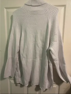 Cozy Cream Ribbed Turtleneck Sweater White thumbnail 4