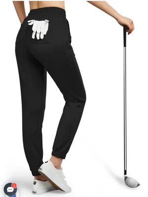 G4Free Women’s Black Drawstring Tapered Golf Jogger Pants thumbnail 2