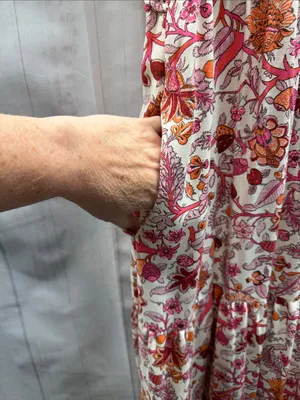 Knox Rose NWT Pink and Orange Floral Calla Lily Flutter Sleeve Maxi Dress Large thumbnail 7