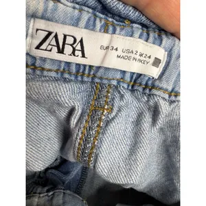 ZARA High‎ Waisted Denim Jeans Paperbag Waist Straight Leg Women S thumbnail 3