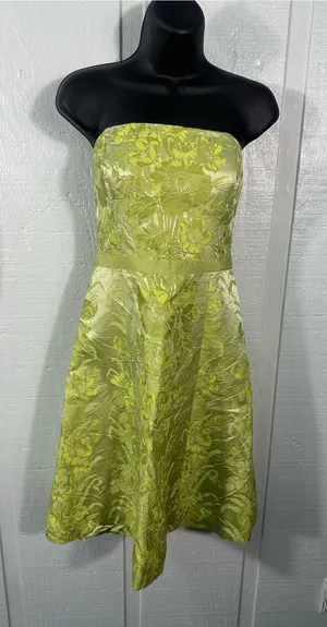 Ann Taylor Green Strapless Dress Size 4 EUC thumbnail 1