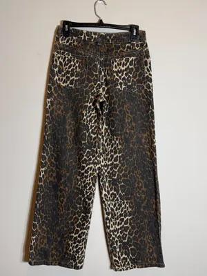 Edikted Leopard Printed Low Rise Baggy Jeans Women's XS Festival Fun Bold Trendy thumbnail 6