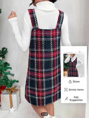 SheIn Christmas Plaid Dress thumbnail 4