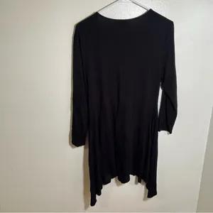 Cupio Women's Size Medium Babydoll Tunic‎ Top Black V-Neck Handkerchief Hem Long thumbnail 6