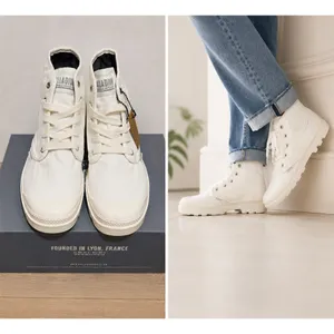 Palladium Pampa Womens Boots Size 7.5 White Mono Lace Up High Top new in box thumbnail 2