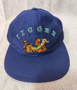 Vintage The Disney Store Tigger Embroidered Hat Adult Cotton Strapback Navy thumbnail 1