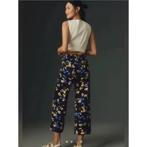 Maeve Anthropologie Colette Black Floral Wide Leg Crop Pants Size 28 thumbnail 2