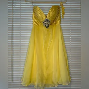 Sherri Hill Yellow Beaded Short Dress Size 8 thumbnail 4