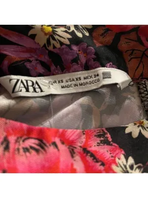 ZARA MULTICOLOURED FLORAL PRINT RELAXED FIT BLOUSE SIZE XS see measurements thumbnail 7