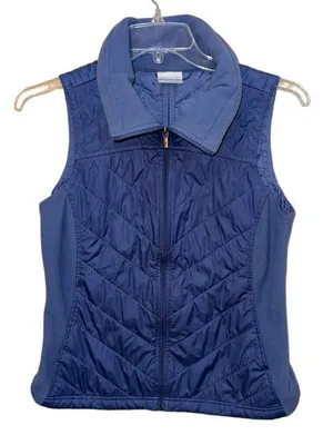 Women's Columbia Quilted Puffer‎ Fleece Full Zip Winter Vest Blue Size Medium thumbnail 1