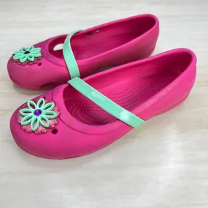 Crocs Womens J3 Pink Mary Jane Flats Mint Green Strap Flower Detail SKU-A31 thumbnail 9
