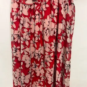 TTI Floral Off Shoulder Chiffon Red Maxi Dress Size Small thumbnail 7